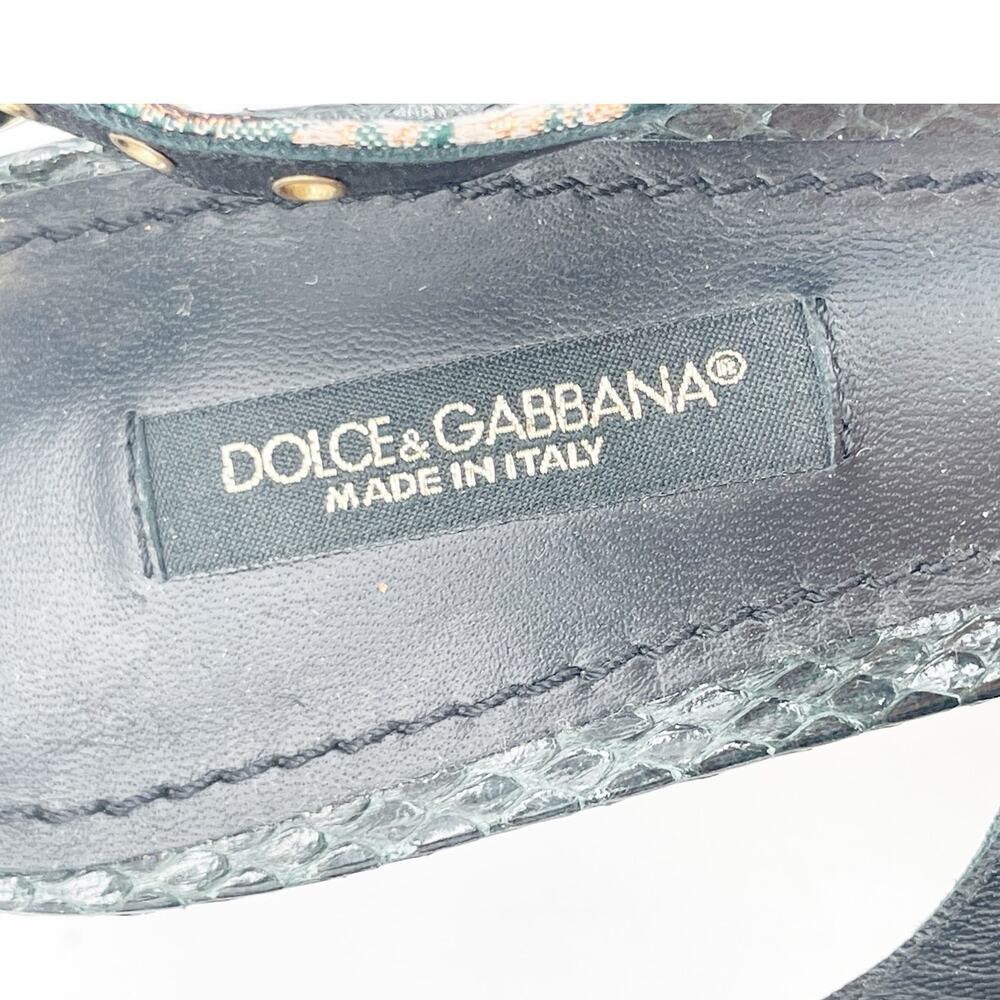 Dolce & Gabbana Floral Brocade Crystal Pointed Toe Slingback Heels IT 37 - Picture 10 of 13